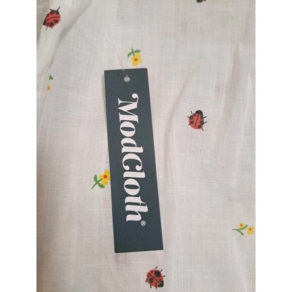 Mod Cloth Dress Sz M Summertime Garden Stories Smocked Babydoll Mini Dress - Picture 6 of 6